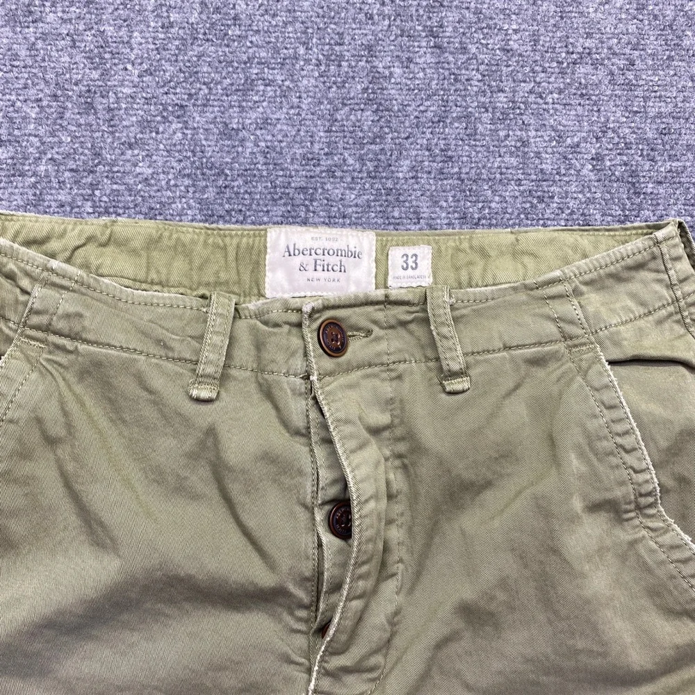 Abercrombie & Fitch Mens 33 Jogger Pants Olive Green Quilted Knee Patch Grunge